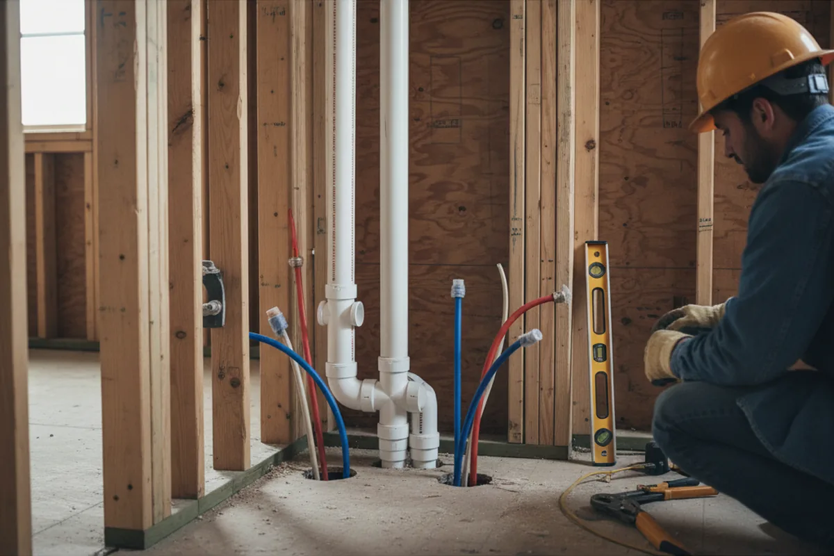 Drain and supply rough-in during Drain Cleaning in Maple Valley