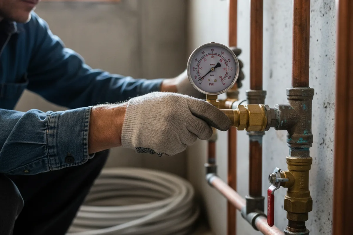 Pressure testing a repaired line during Water Line Repair in Maple Valley